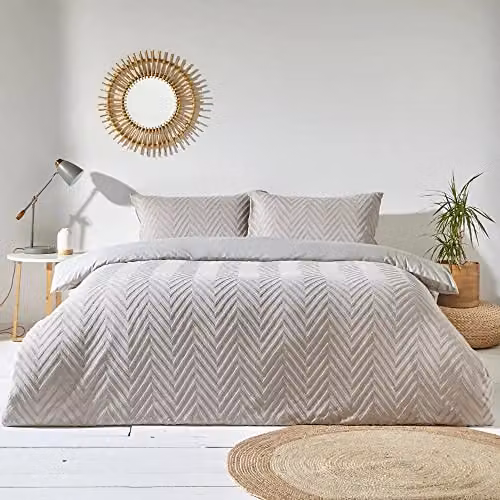 Riva Home Grey Graphic Cotton Percale Reversible Duvet Cover and Pillowcase Set, W/D/H: 90 x 200 cm and 50 x 75 cm – 4