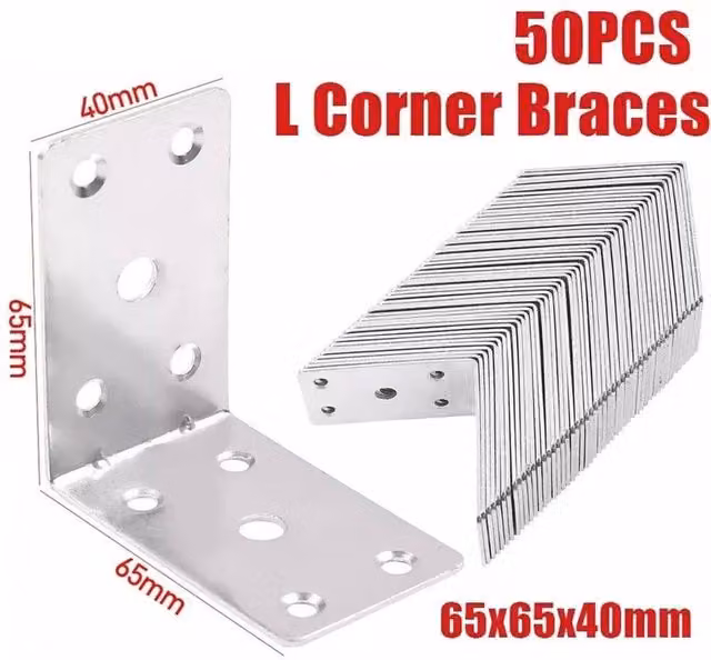 KORVIXA 50-Piece Heavy Duty Stainless Steel Angle Brackets in Silver – 1
