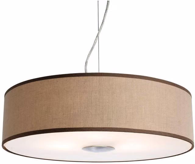 Firstlight Madison 3 Light Round Fabric Ceiling Pendant in Taupe with E27 Bulbs