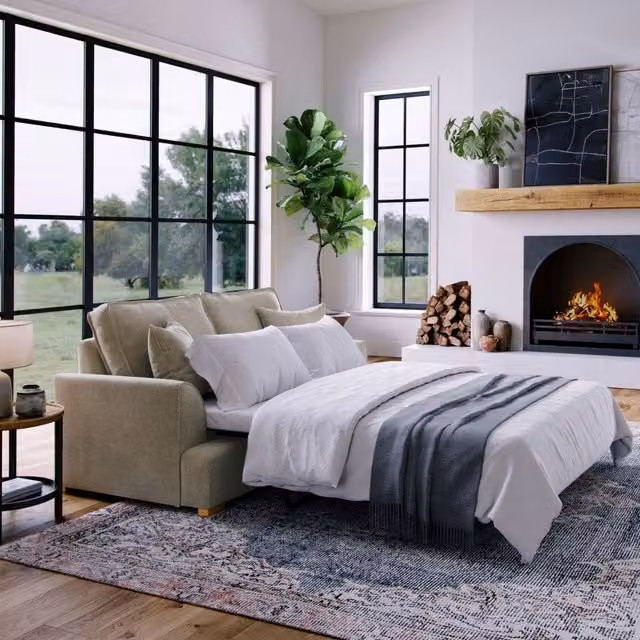 The Great Sofa Company Ophelia Grey Fabric 2 Seater Sofa Bed with Pull Out Frame and Scatter Cushions