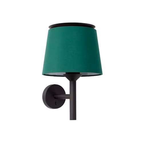Faro Barcelona Netlighting Wall Light with Black Metal Base and Green Fabric Shade E27