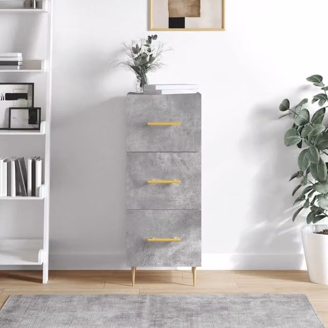 Berkfield Home Modern Sideboard in Concrete Grey, W/D/H: 34.5 x 34.5 x 90 cm – 1