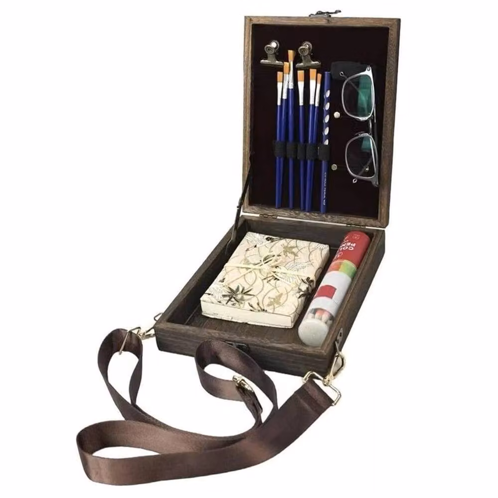 Kelvenix Writers Messenger Multi-Function Solid Wood Box in Brown – 3
