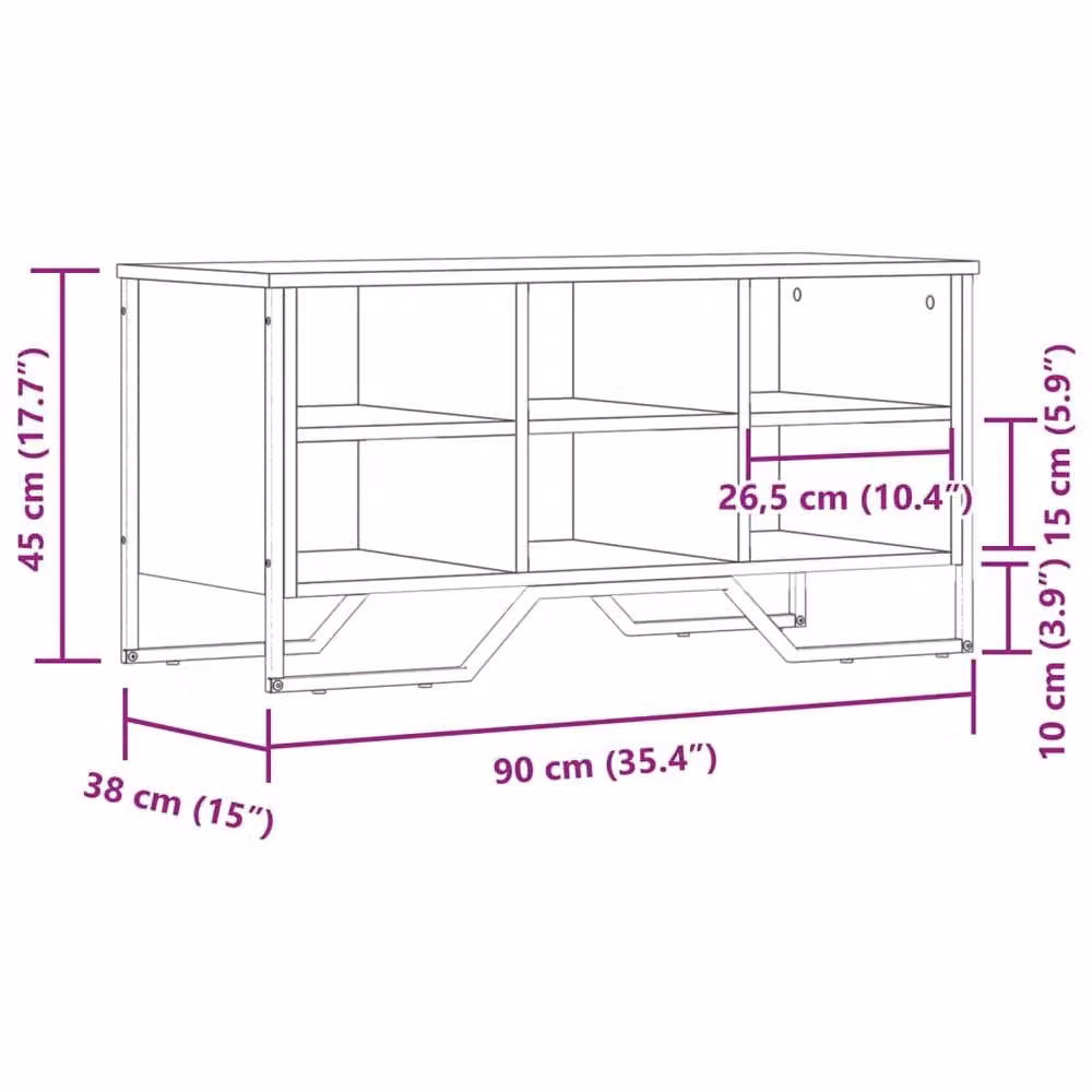 Berkfield Home Grey Industrial Shoe Cabinet with Internal Shelves, W: 90 cm, D: 38 cm, H: 45.5 cm – 4