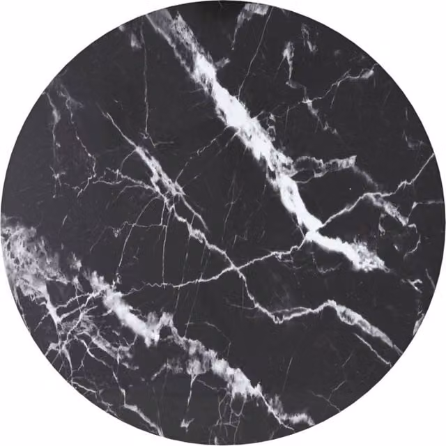 Berkfield Home Black Marble Design Tempered Glass Table Top, Diameter: 30 cm, Height: 0.8 cm – 1