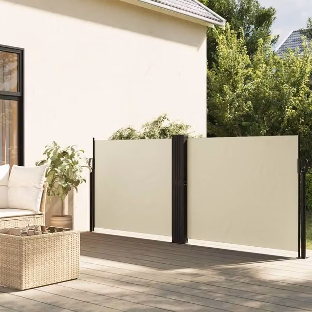 Berkfield Home Retractable Side Awning in Beige Polyester, W/H: 140 x 1000 cm