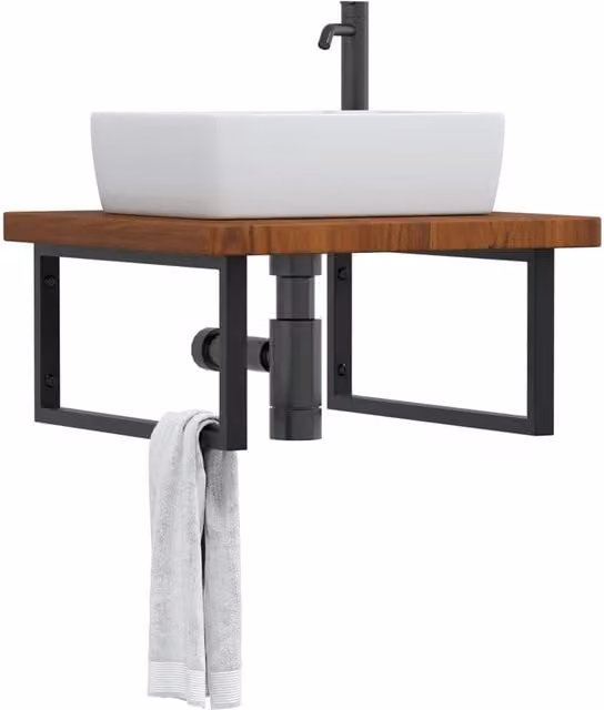 Berkfield Home Wall Mounted Basin Shelf in Brown Oak and Steel