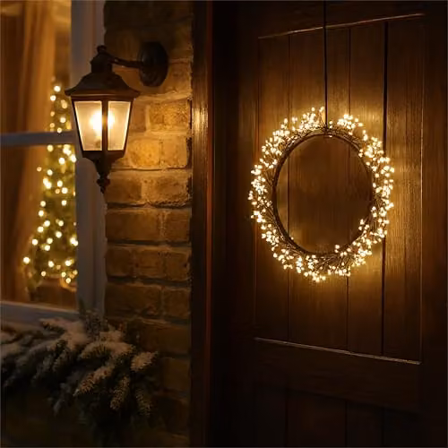 mysmartbuy Metal Outdoor LED Wreath in White, Diameter: 35 cm – 1
