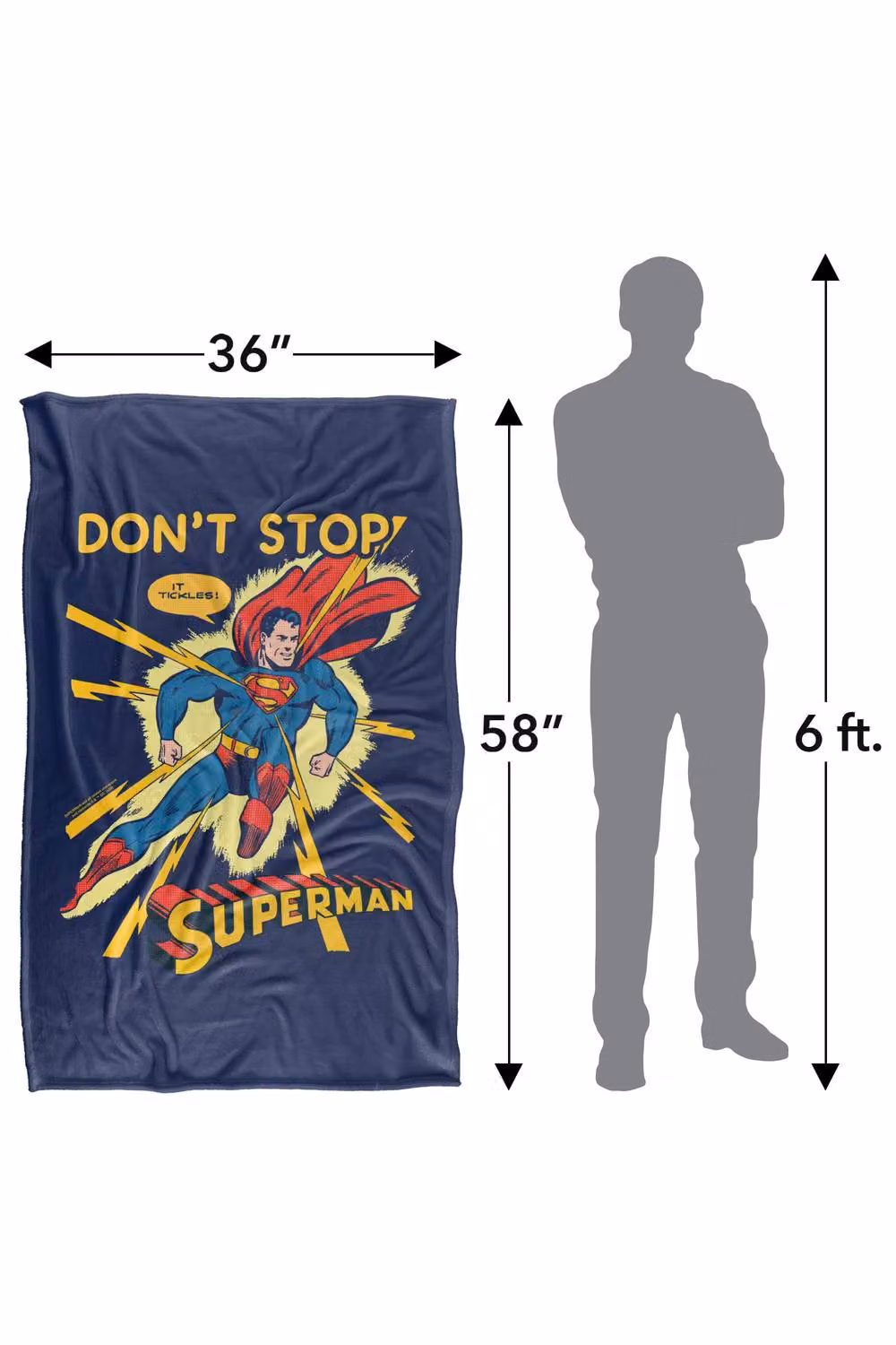 Warner Bros. Superman It Tickles Super Soft Fleece Throw Blanket for Children, Multicolour, W: 152.4 cm x L: 152.4 cm – 8