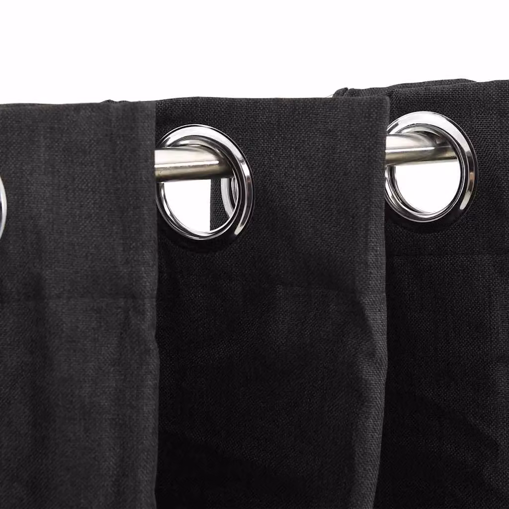 Berkfield Linen-Look Blackout Curtains, 2 Pack, Anthracite, W: 140 cm, H: 175 cm – 3