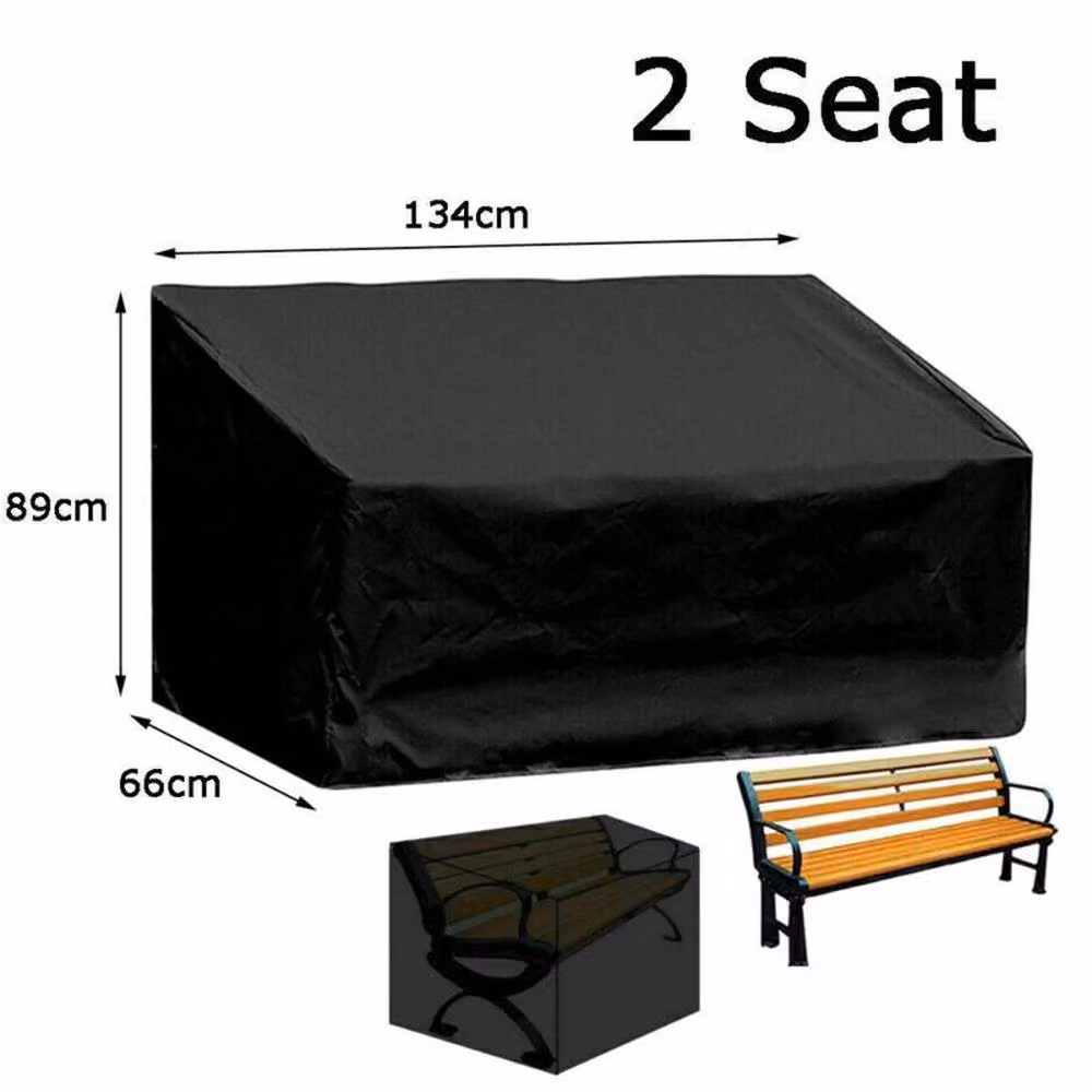 FLAVORA Waterproof 2 Seat Garden Bench Cover in Black, W/D/H: 134 x 66 x 89 cm – 2