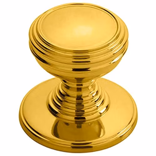 Loops Polished Brass Ringed Tiered Cupboard Door Knob, 30mm Diameter