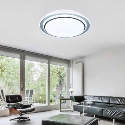 Globo Lighting LED Dimmable Round Ceiling Light with Remote Control and RGB Colour Changing Effect in White or Black – 3