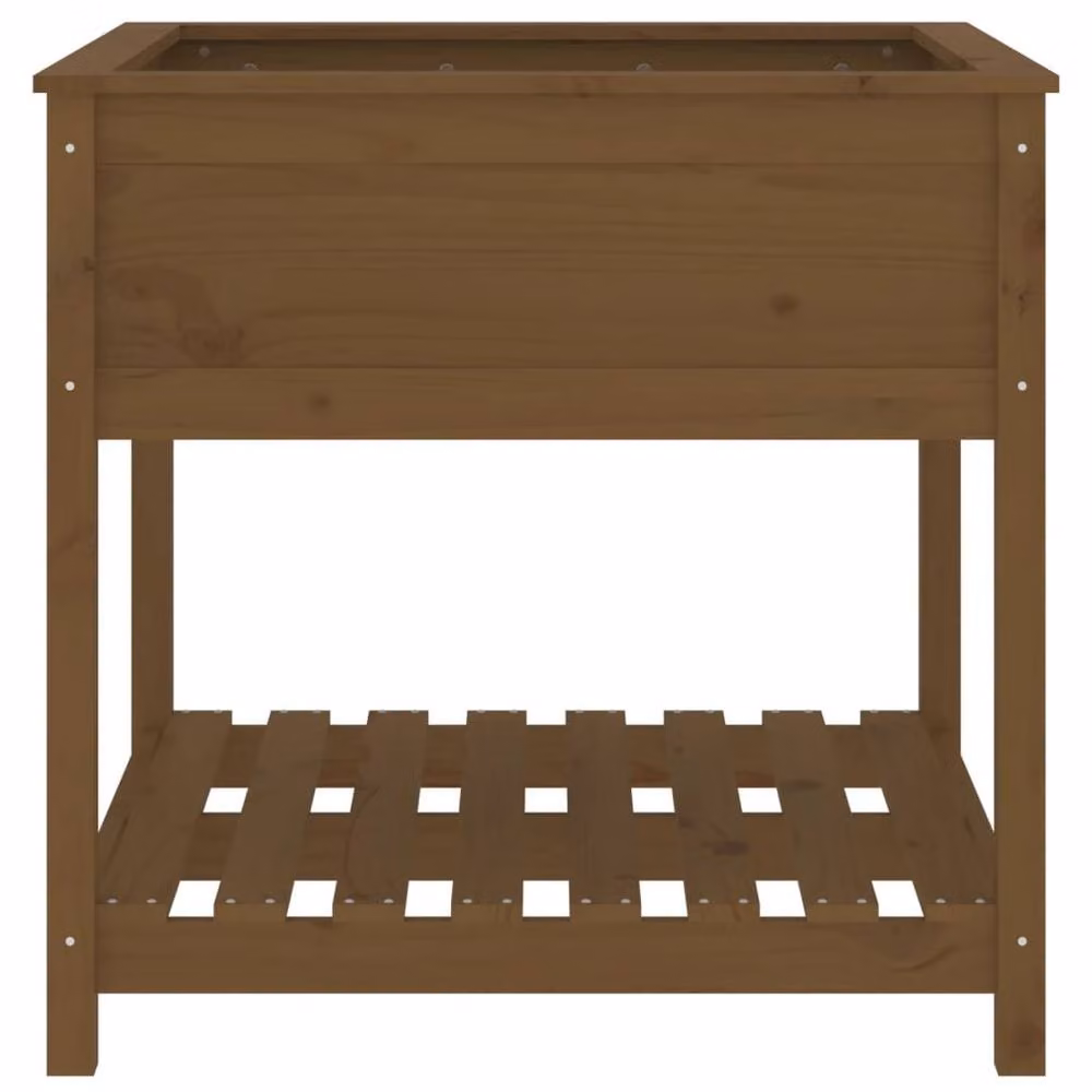 Berkfield Home Rustic Honey Brown Solid Wood Pine Planter with Shelf W/D/H: 82.5 x 82.5 x 81 cm – 4