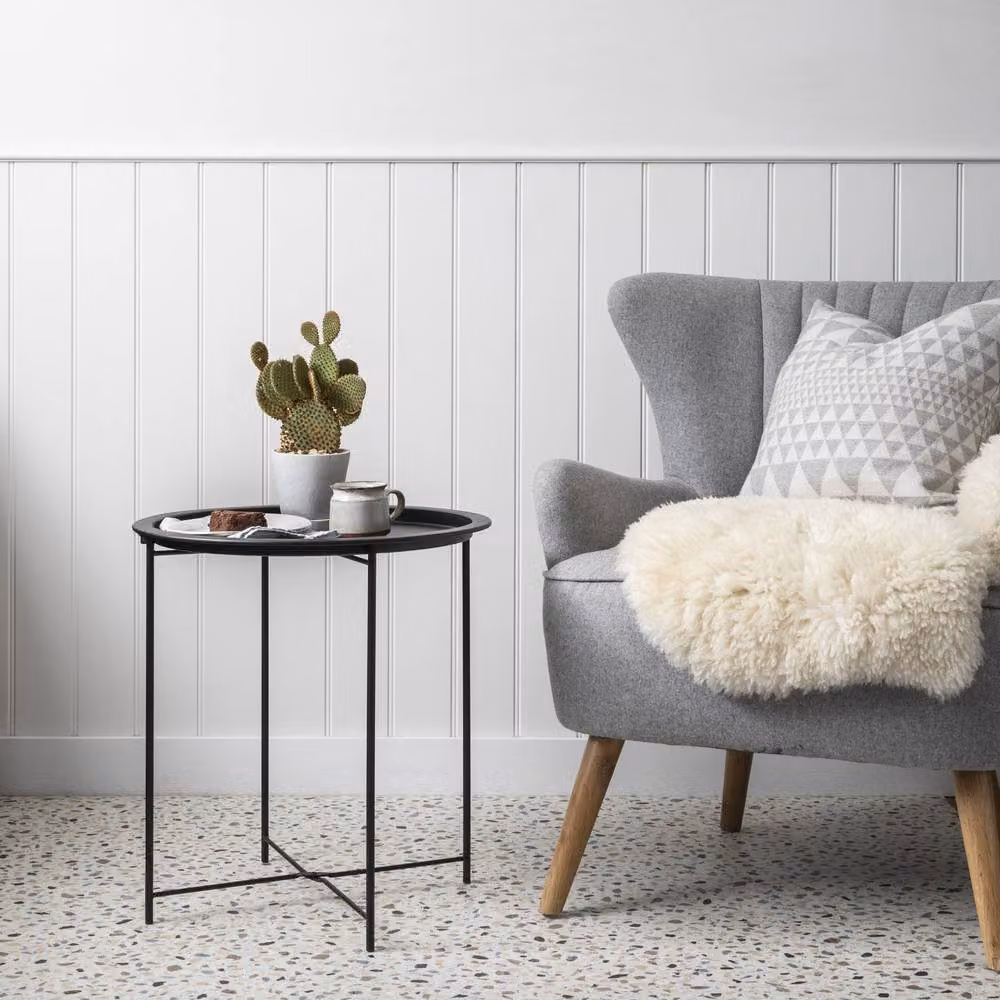 Nöa and Nani Matt Black Round Metal Side Table – 2
