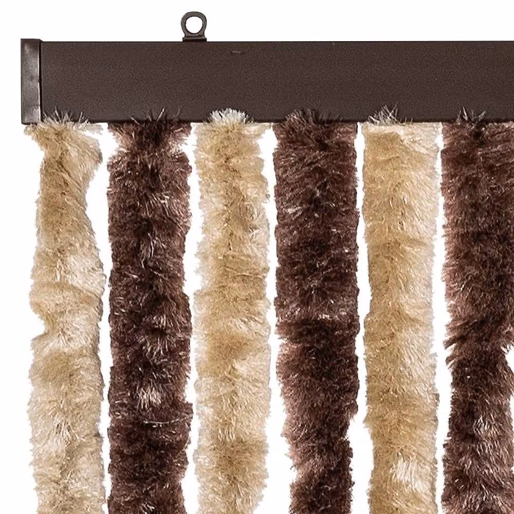 Berkfield Home Opaque Striped Chenille Fabric Panel in Beige and Brown, W/H: 100 x 220 cm – 4