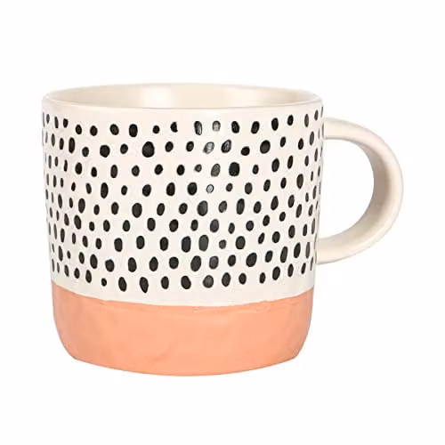 Nicola Spring Pink Dipped Dots Ceramic Stoneware Coffee Mug, 385ml – 1