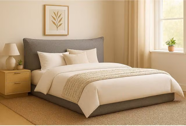 Home Treats Grey Upholstered Ottoman Storage Bed Frame with Lift Up Base, 140 x 200 cm