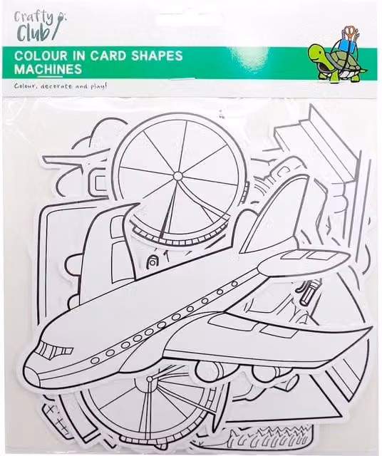 Crafty Club Pack of 12 White Paper Machine Shaped Cards for Children