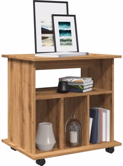 Berkfield Home Artisan Oak Rolling Cabinet in Brown, W/D/H: 60 x 45 x 60 cm – 1