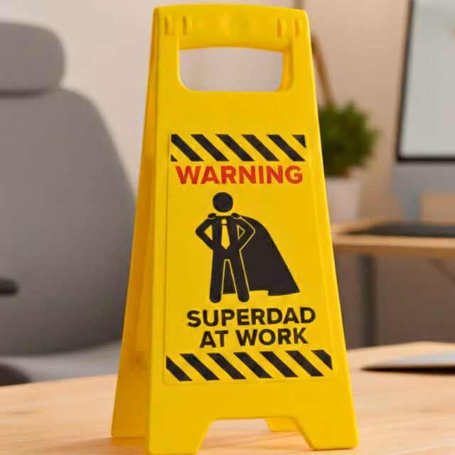 Boxer Gifts Superdad at Work Tabletop Desk Sign, Yellow and Multicolour Plastic Rectangular Sign, W: 25.0 cm, H: 13.0 cm
