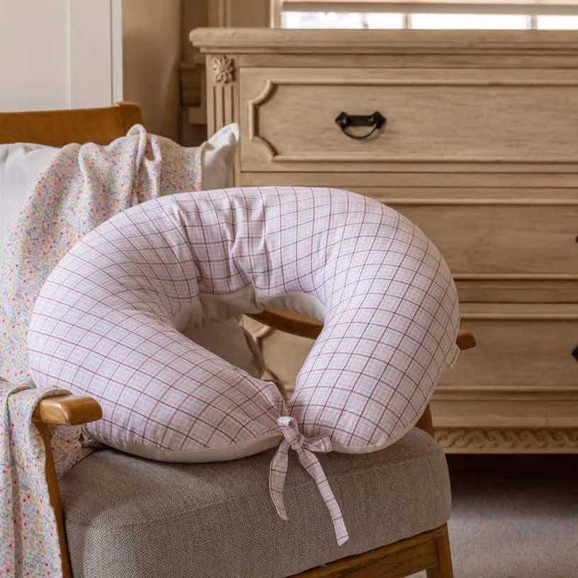 Avery Row Pink C-Shape Nursing Pillow in Organic Washable Cotton – 4