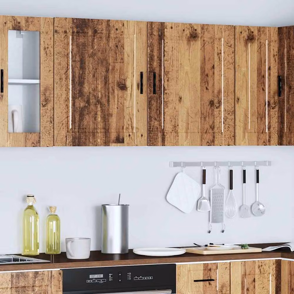 Berkfield Home Porto Old Wood Kitchen Wall Cabinets, 2 Piece Set in Brown – 2