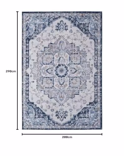 THE RUGS Montana Medallion Oriental Vintage Area Rug in Navy and Beige, W: 200 cm, D: 290 cm – 7