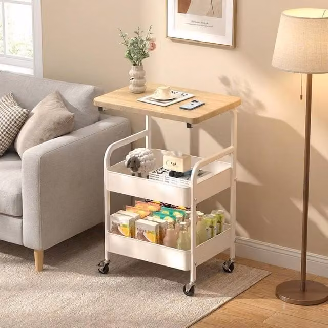 London Boutique 3-Tier Rolling Utility and Serving Cart in White