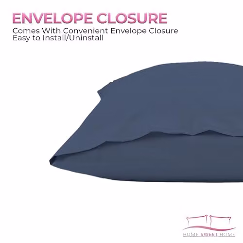 Home Sweet Home UK Polycotton Plain Envelope Closure Pillowcase Pair in Blue, W: 48 cm x L: 74 cm – 3