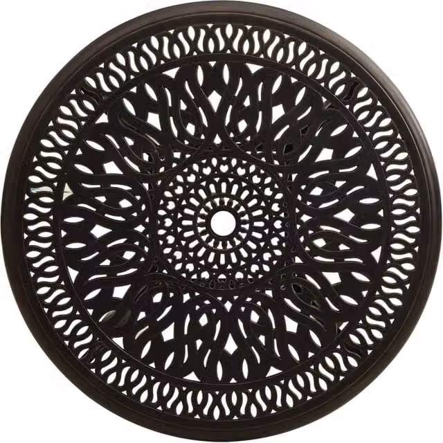 Berkfield Home Round Garden Table in Brown Cast Aluminium W/D/H: 90 x 90 x 74 cm