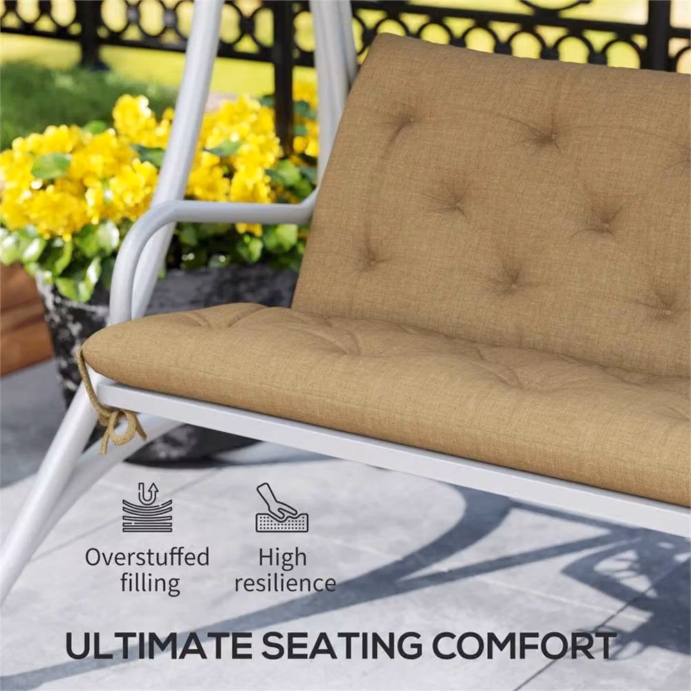 Havendro 3 Seater Garden Bench Cushion with Ties, Brown Polyester – 5