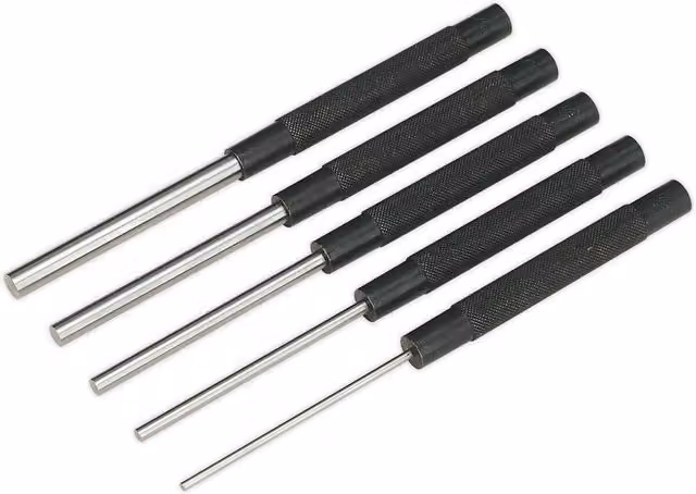 Loops 5 Piece Long Pattern Parallel Pin Punch Set in Black and Multicolour, Stainless Steel, Length: 200 mm