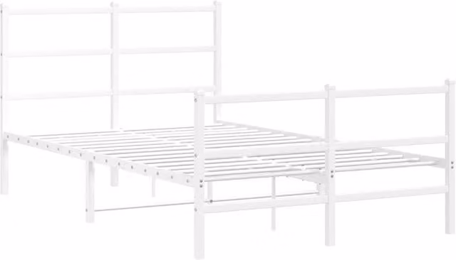 Berkfield Home Metal Bed Frame with Footboard in White, Small Double, W/D/H: 120 x 200 cm