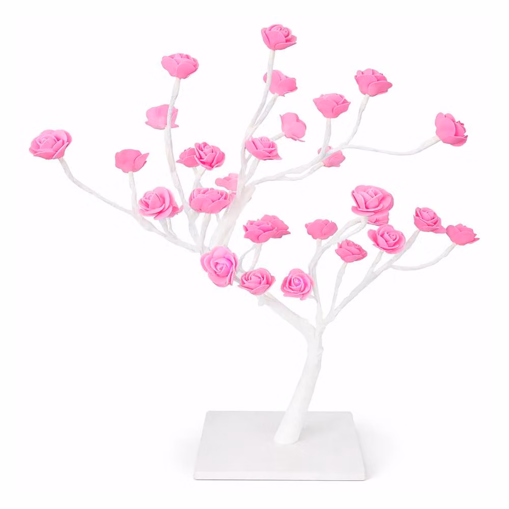 Simpa Rose Bonsai Style 32 LED Battery Operated Tabletop Lamp in Pink – 2