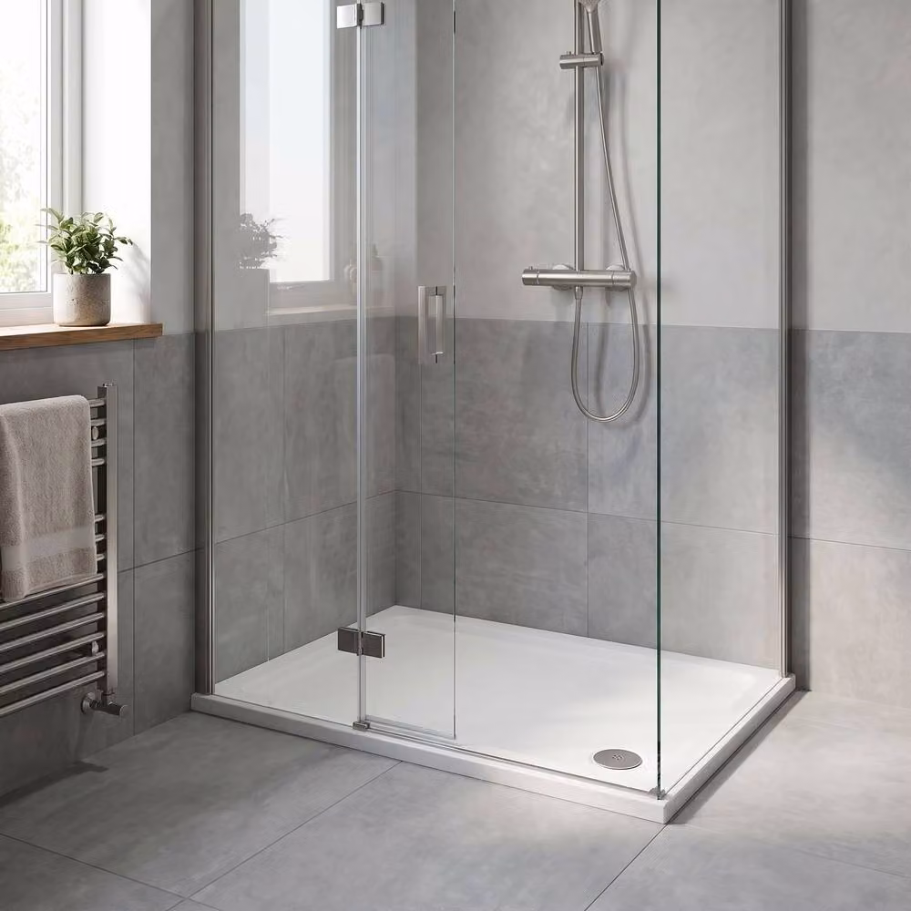 Balterley Premium Slip Resistant Rectangular Shower Tray, White, W: 100 cm, D: 80 cm – 3