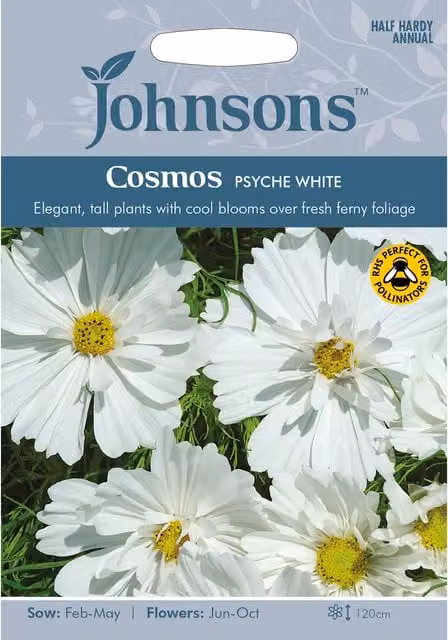 Johnsons Cosmos Psyche White Ornamental Flower Seeds