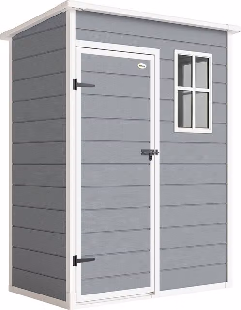 Outsunny Grey Garden Storage Shed with Lockable Door, Window and Side Vent