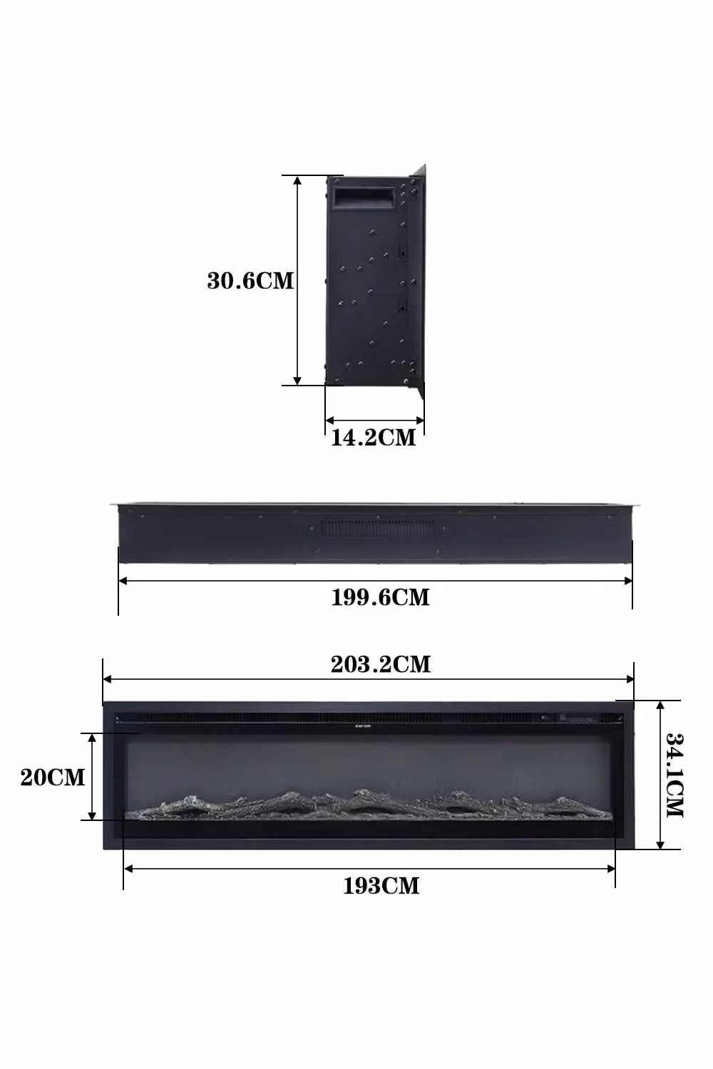 Living and Home 80 Inch Electric Fireplace with Remote, 12 Flame Colours and 1800W, Black – 7