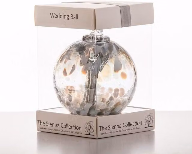 Sienna Glass Abstract Silver Round Hanging Spirit Ball Bauble