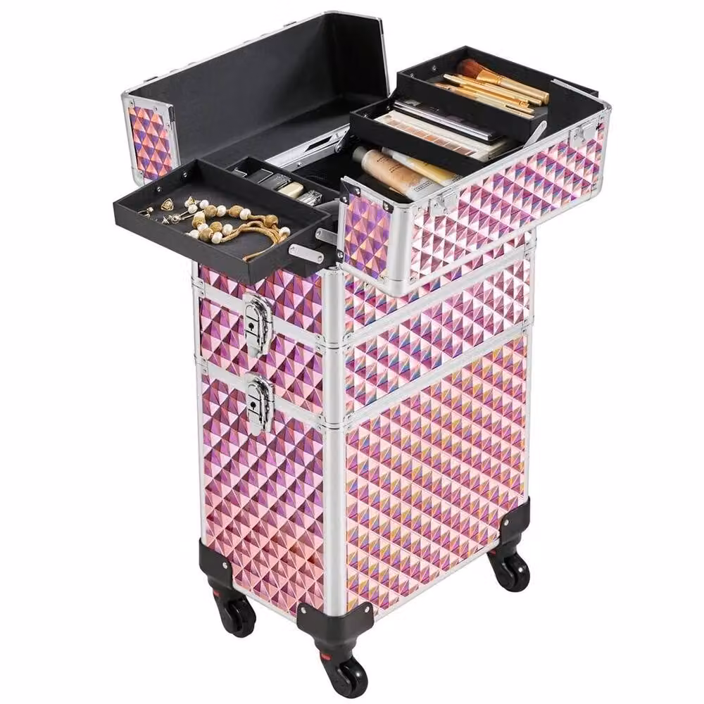Kelvenix 3 in 1 Rolling Makeup Case in Pink – 4