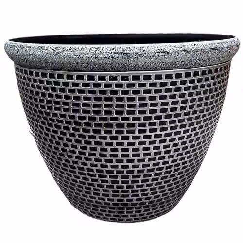 Gr8 Garden Cromarty Round Plastic Plant Pot Planter, Silver, Pack of 2, Diameter: 36 cm – 4