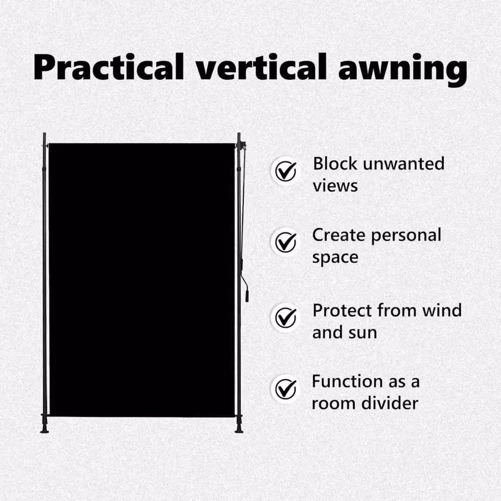 Berkfield Home Outdoor Roller Blind in Anthracite Black, W: 150 cm, H: 270 cm – 7