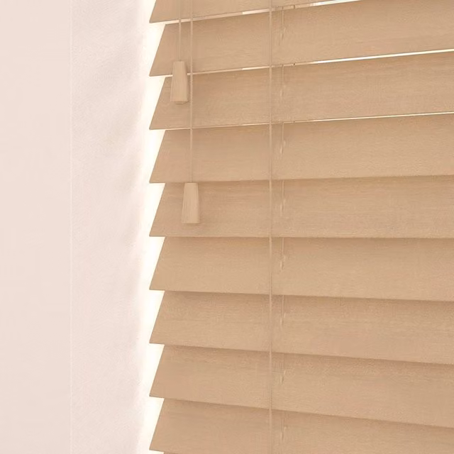 New Edge Blinds Wooden Venetian Blinds in Fawn Oak Brown, Width: 105 cm, Drop: 120 cm