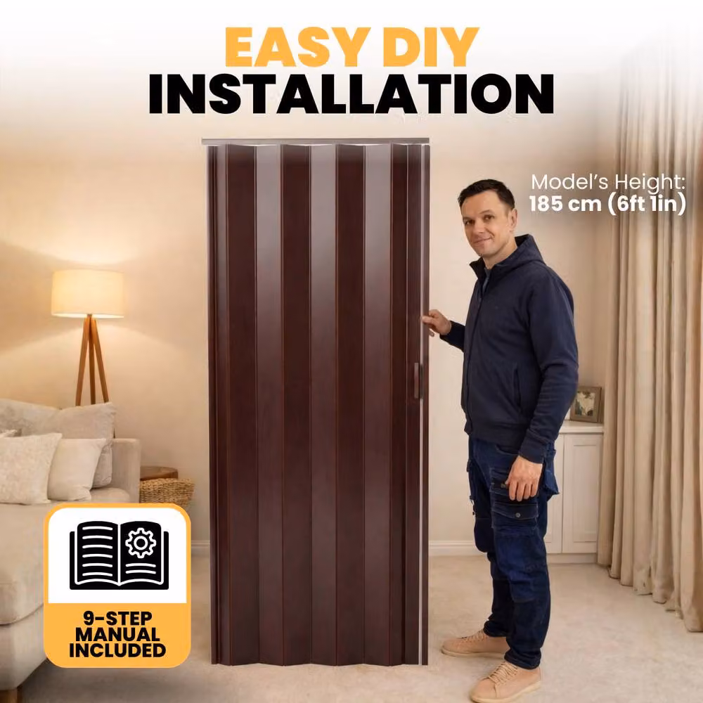 Novecrafto PVC Folding Door with Magnetic Closure in Dark Brown, W: 82 cm, H: 203 cm – 5