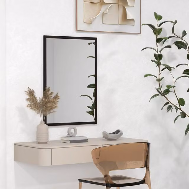 Costway Wall Mounted Bathroom Mirror in Black, Width: 50 cm