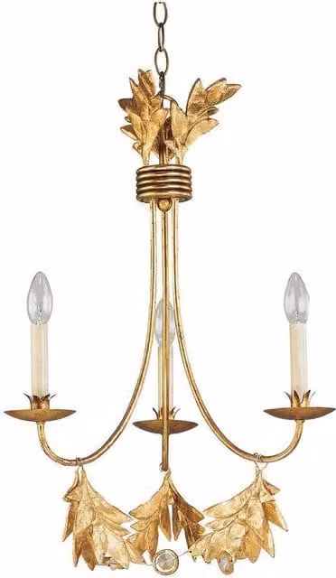 Elstead Sweet Olive 3 Light Multi Arm Ceiling Pendant Chandelier in Gold and Crystal with E14 Base