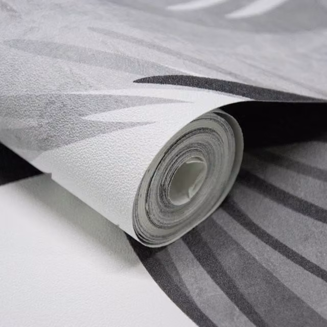 Grandeco Turman Palm Botanical Textured Wallpaper Mural in White