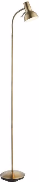 Loops Tall Arched Floor Lamp in Antique Brass and White with Adjustable Curved Arm