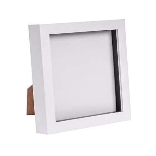 Nicola Spring 3D Shadow Box Photo Frame, White, W/D/H: 15 x 15 x 3.5 cm